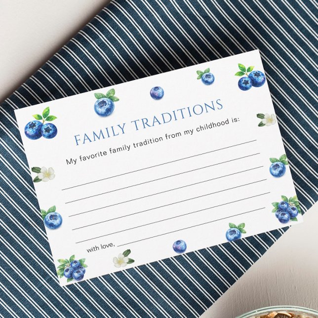 Blueberry Baby Shower Family Traditions Game Card Inbjudningar (Skapare uppladdad)