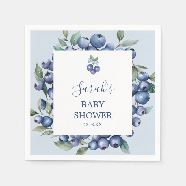 Blueberry Baby Shower Napkins Pappersservett (Framsidan)