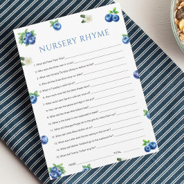 Blueberry Baby Shower Nursery Rhyme Game Card Inbjudningar
