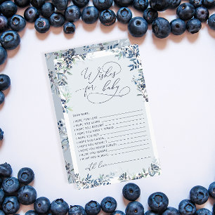 Blueberry Baby Shower Önskemål för Baby Card