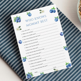 Blueberry Baby Shower Who Knows Mommy Best Game  Inbjudningar