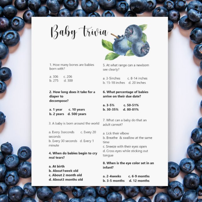 Blueberry - Baby Trivia Baby Shower Game (Skapare uppladdad)