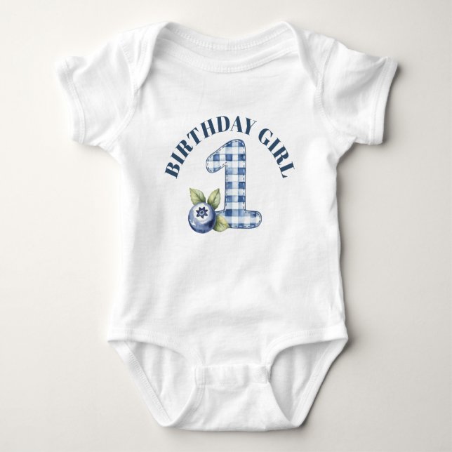 Blueberry Berry First Birthday T Shirt (Framsida)