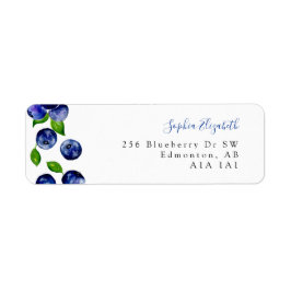 Blueberry Berry First Birthday Watercolor Cute Nap Returadress Etikett