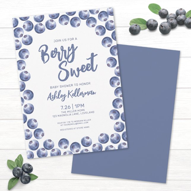 Blueberry Berry Sweet Baby Shower Inbjudningar (Blueberry Berry Sweet Baby Shower Invitation)