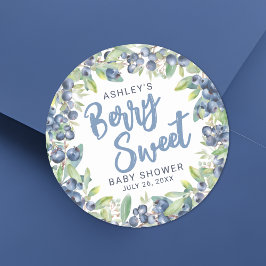Blueberry Berry Sweet Baby Shower Runt Klistermärke