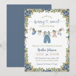 Blueberry Berry Sweet Clothesline Baby Shower Inbjudningar