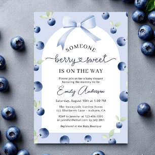 Blueberry Berry Sweet Croquette Bow Baby Shower Inbjudningar