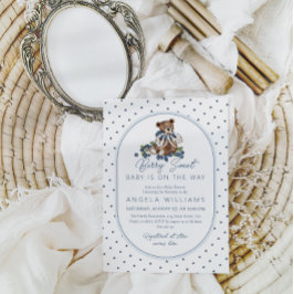 Blueberry Berry Sweet Dusty Blue Boy Shower Inbjudningar