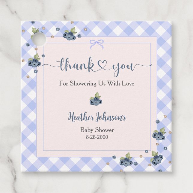 Blueberry Berry Sweet Pojke Baby Shower Gåvor Etiketter (Framsida)