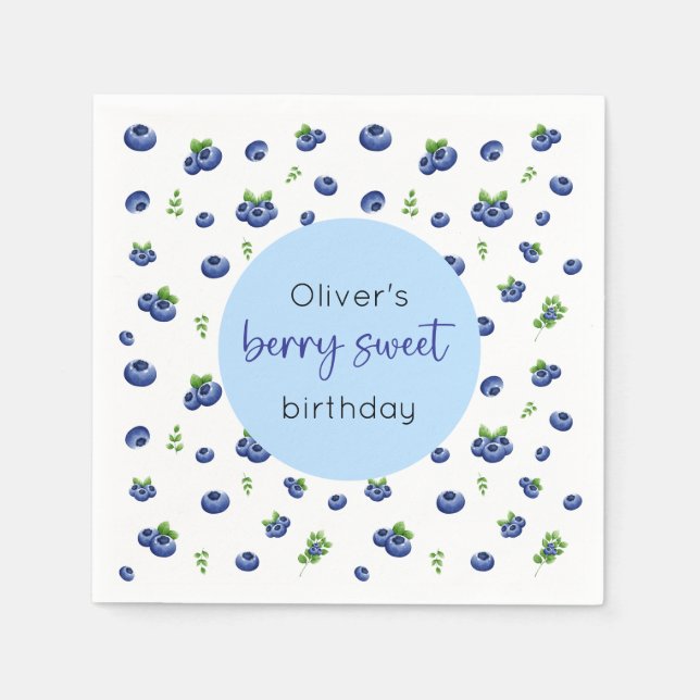 Blueberry Birthday Berry Sweet Pappersservett (Framsidan)
