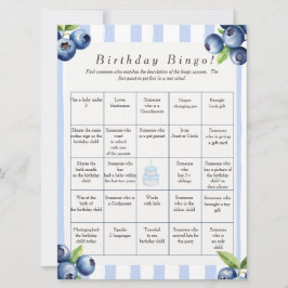 Blueberry Birthday Find Guest Bingo game card Julkort