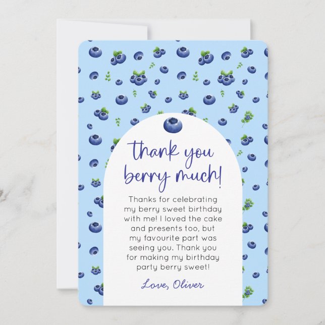 Blueberry Birthday Photo Tack Inbjudningar (Framsida)
