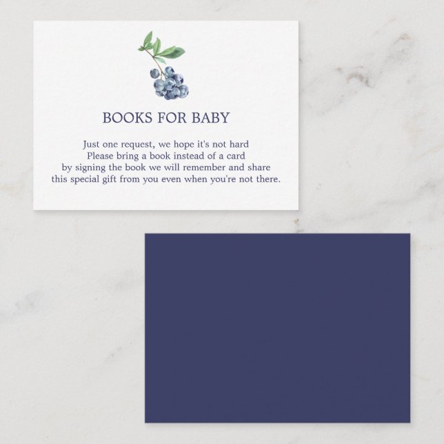 Blueberry Bokar för Baby-kortet för djurutrymme Visitkort (Fram/baksida)