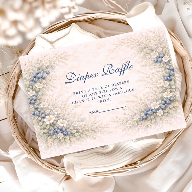 Blueberry Botanical Frame Diapper Raffle Tilläggskort (Skapare uppladdad)