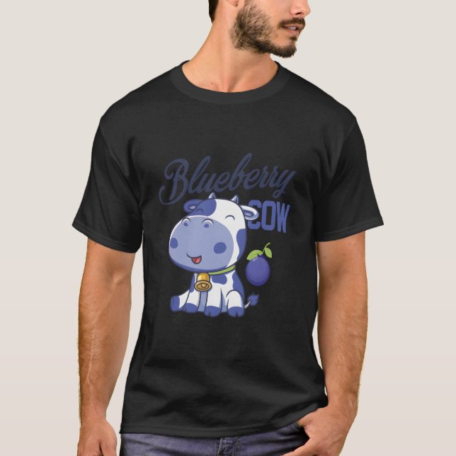 Blueberry Cow Kawaii Moo Moo Farm Animal Kawaii He T Shirt (Framsida)