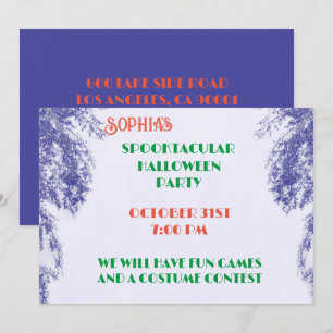 Blueberry Färg Träd Elegant Gothic Halloween Inbjudningar