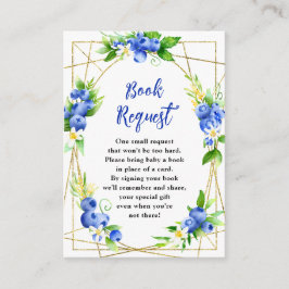 Blueberry Floral Baby Shower Book Request Tilläggskort