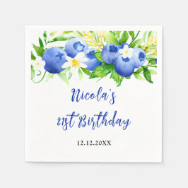 Blueberry Floral Birthday Pappersservett