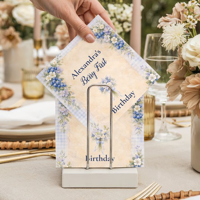 Blueberry Floral Storybook Berry 1st Birthday Pappersservett (Skapare uppladdad)