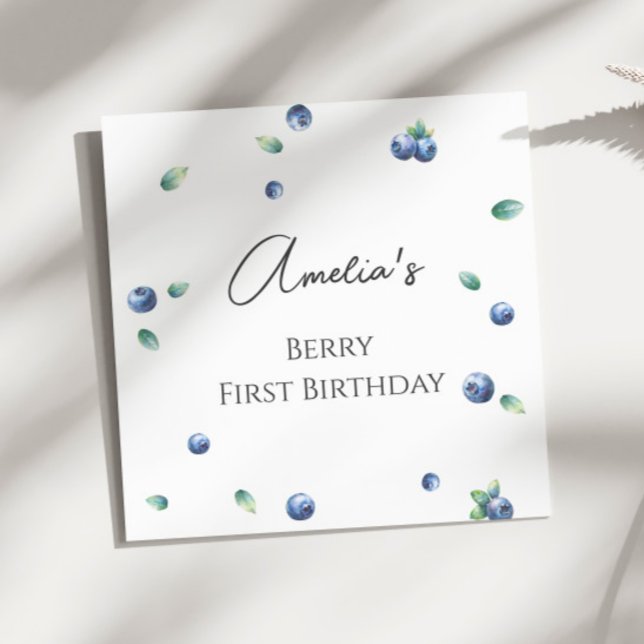 Blueberry Födelsedagsfest Berry Sweet Watercolor Pappersservett (Skapare uppladdad)