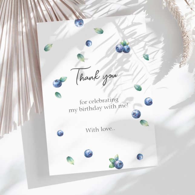 Blueberry Födelsedagsfest Berry Sweet Watercolor Tack Kort (Skapare uppladdad)