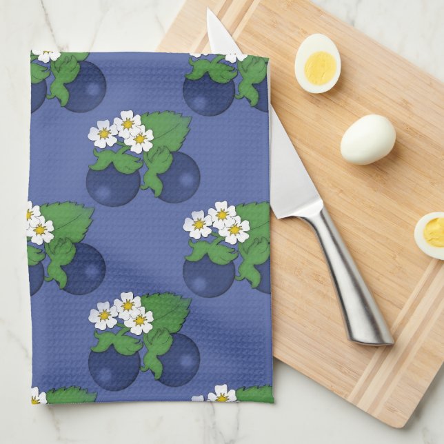 Blueberry Fruit Mönster Kitchen Towel Kökshandduk (Vikt i Fjärdedel)