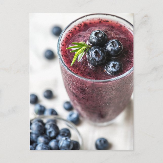 Blueberry Fruit Smoothie Close Photo Postcard Vykort (Framsida)