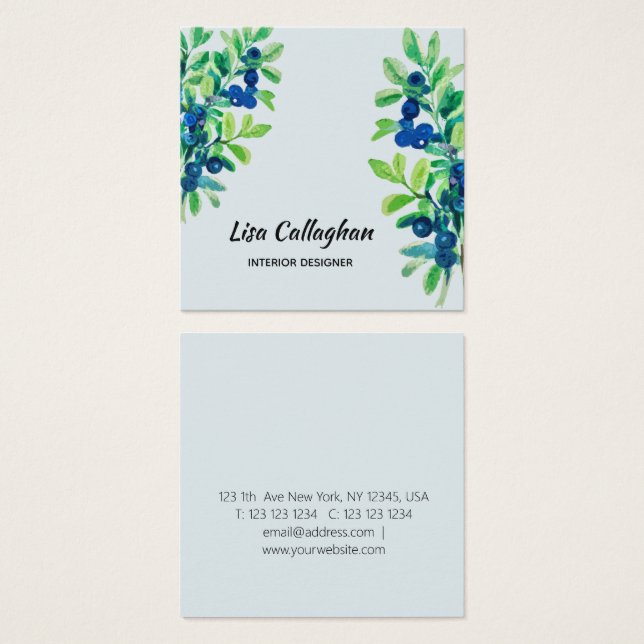 Blueberry Fyrkantigt Visitkort (Framsida & baksida)