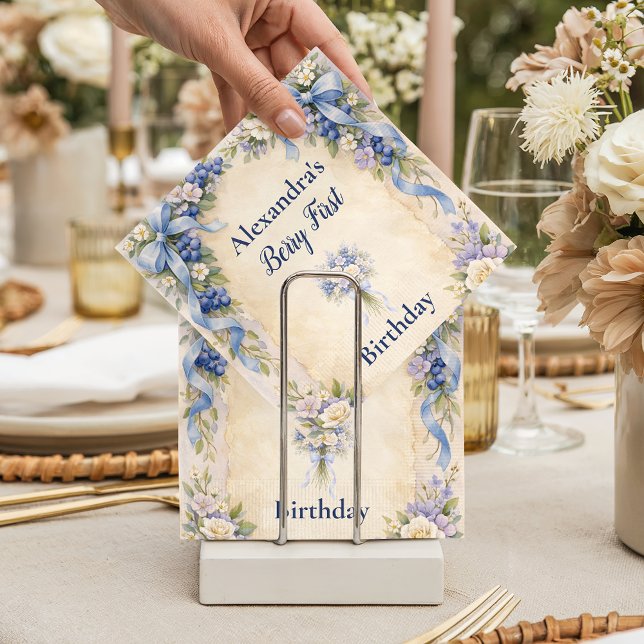 Blueberry Garden Berry First 1st Birthday Pappersservett (Skapare uppladdad)