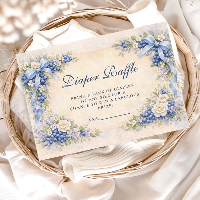 Blueberry Garden Bow Baby Shower Diapper Raffle Tilläggskort (Skapare uppladdad)