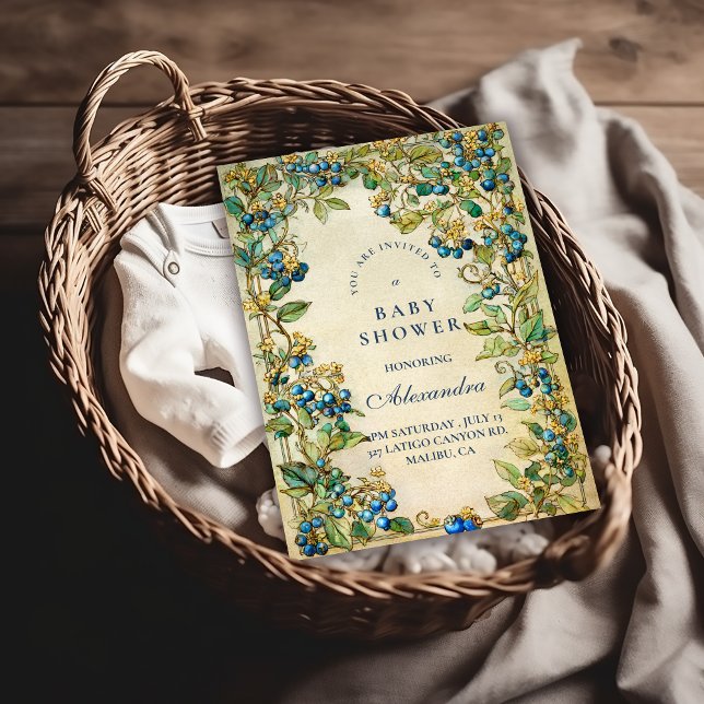 Blueberry Garden Vintage Baby Shower Inbjudningar (Skapare uppladdad)