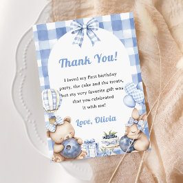 Blueberry Gingham-Födelsedagsfesten Tack för ditt  Inbjudningar