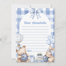 Blueberry Gingham Time Capsule Note Message Inbjudningar