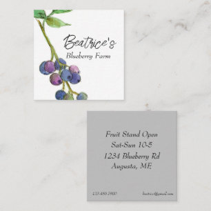 Blueberry Hobby Fruit Farm Business Fyrkantigt Visitkort