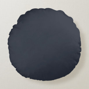 Blueberry Indigo Solid Färg Print, Blue Black Rund Kudde