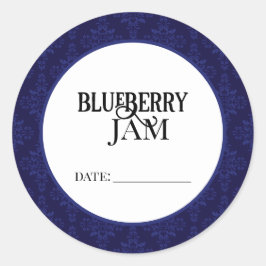 Blueberry Jam Canning Lid Labels Runt Klistermärke