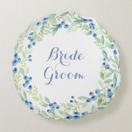 Blueberry Midsommar Rustic Bröllop Forever Rund Kudde