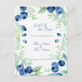 Blueberry Midsommar Rustic Bröllop spara datum Meddelande Vykort