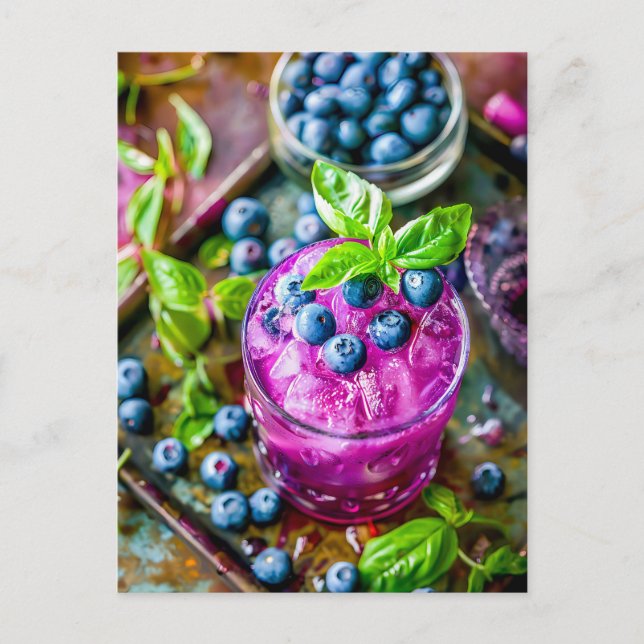 Blueberry Mojito - Summer Cocktail Helg Vykort (Framsida)