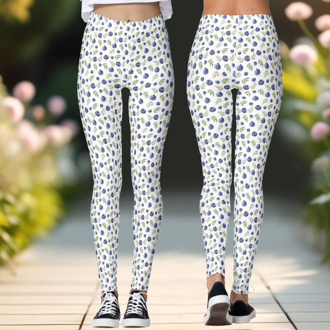 Blueberry Mönster Berries, sommarlaggningar Leggings (Blueberry Pattern Berries Summer Leggings)