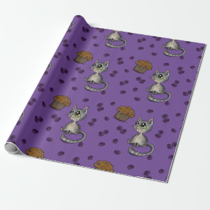 Blueberry Muffin Bloop Cat Mönster Presentpapper