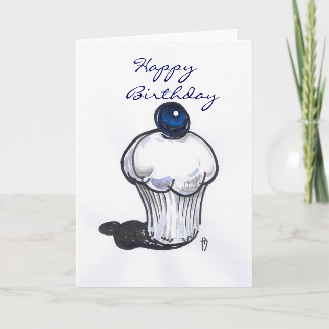 Blueberry Muffin Grattis på födelsedagen Kort (Framsida)