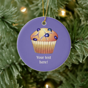 Blueberry Muffin in Liner - Kaka med din slogan Julgransprydnad Keramik