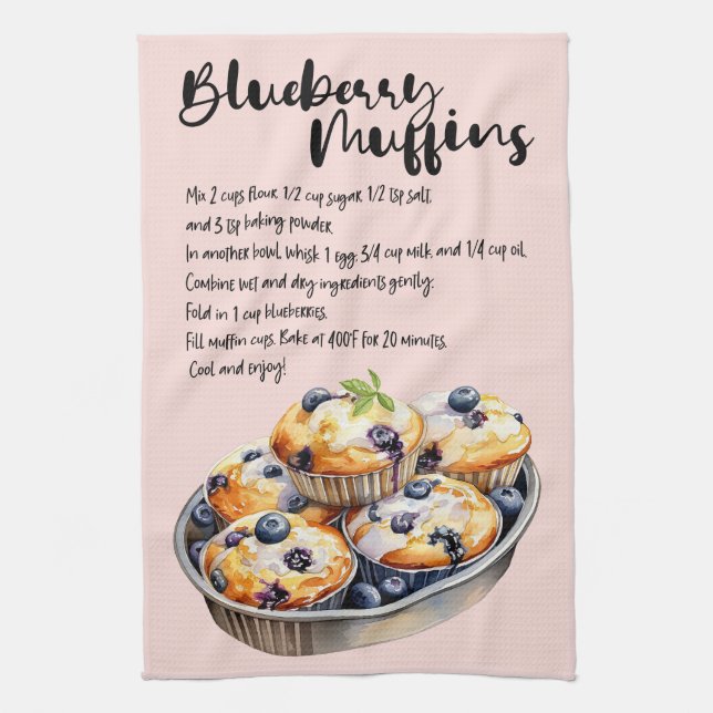 Blueberry Muffins Baking Recipe Kökshandduk (Vertikal)