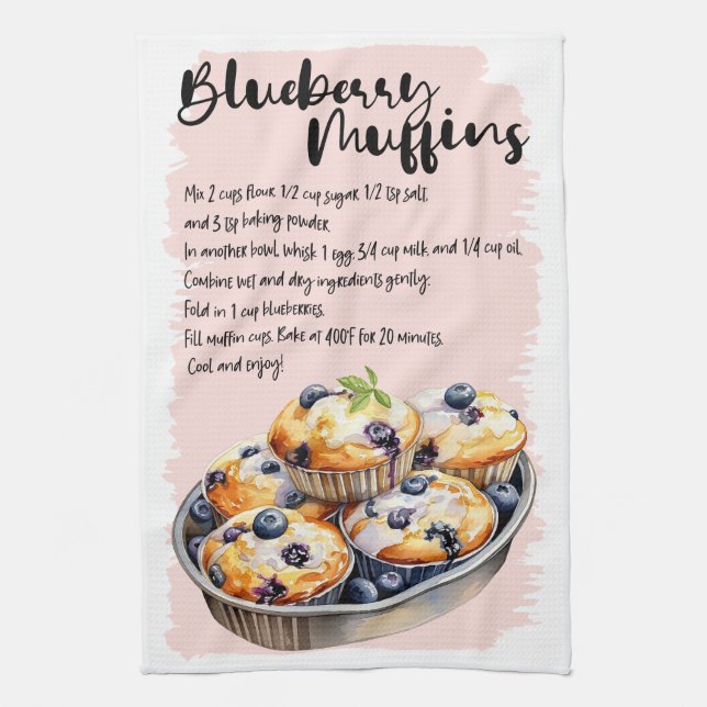 Blueberry Muffins Baking Recipe Kökshandduk (Vertikal)