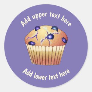 Blueberry Muffins in Liners - Add Text to Lila Runt Klistermärke