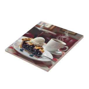 Blueberry Paj, Ice Cream & Coffee Kakelplatta