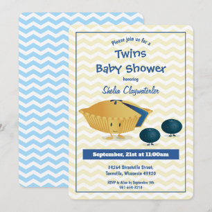 Blueberry Paj Twillingar Baby Shower-inbjudan Inbjudningar