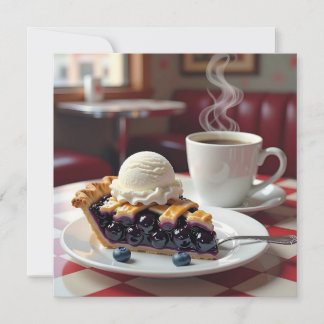 Blueberry Paj, Vanilla Ice Cream och kaffe Blank Kort
